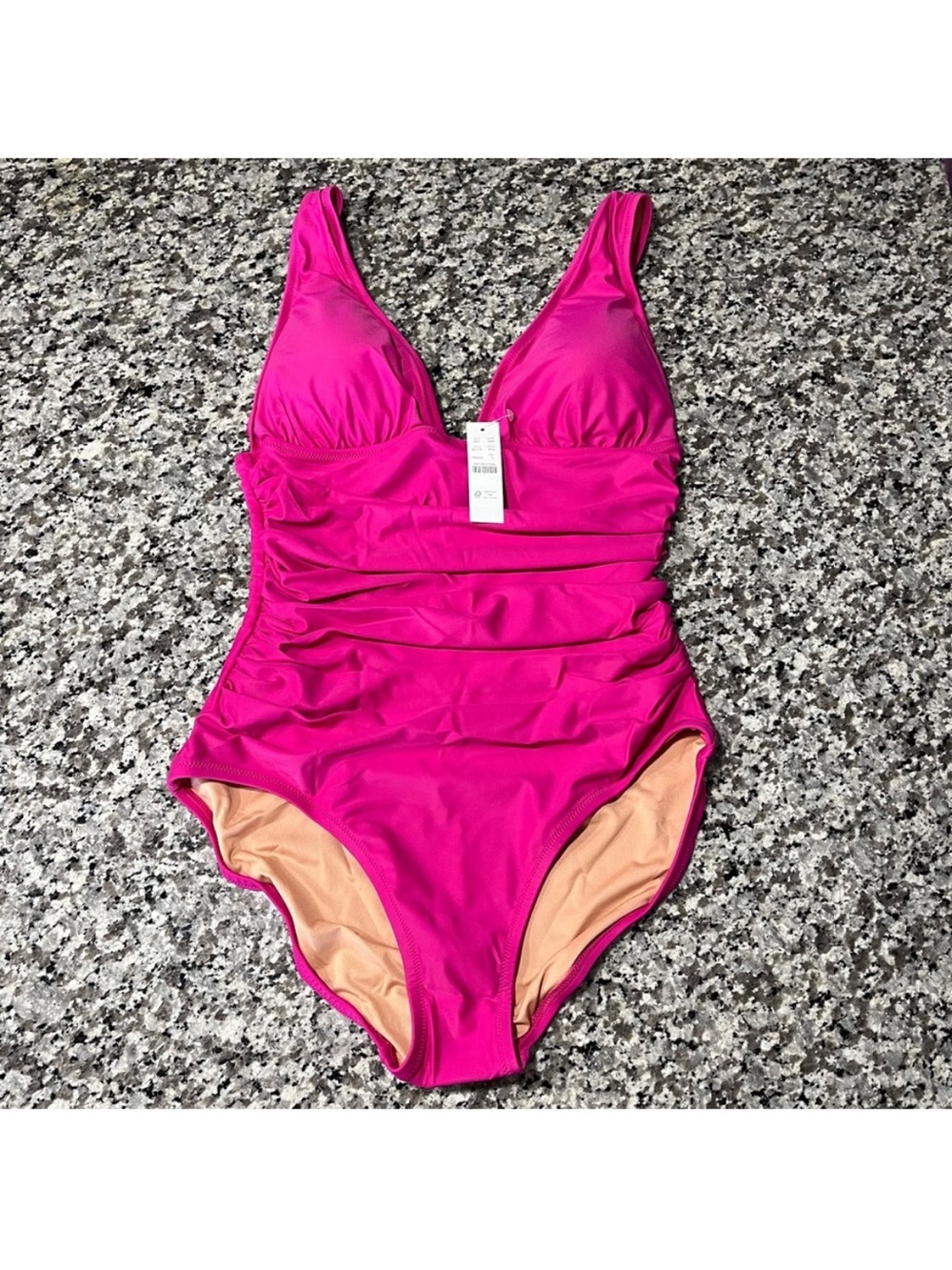 J. Crew Women’s Classic v-neck Fuchsia Swimsuit 10 $30 - Picture 8 of 15